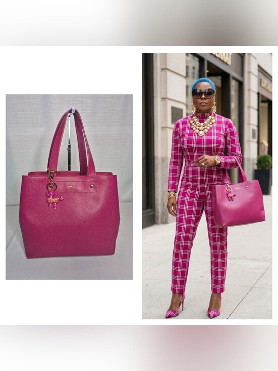 Furla Handbags - Furla Fuschia Pink Shoulder Tote Bag COA